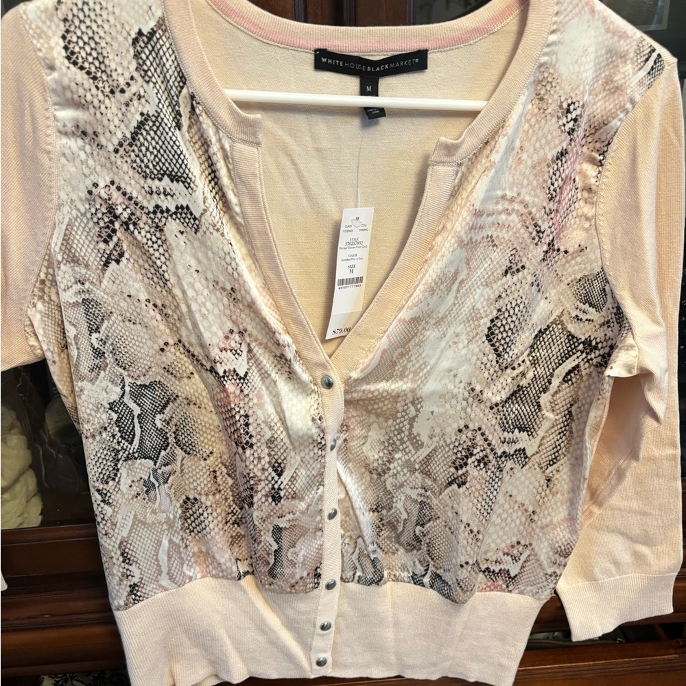 White House Black Market Snake Print Cardigan